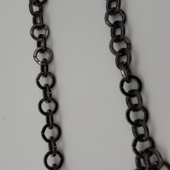 Express Statement Necklace Gunmetal/Black/Clear Rhinestones and Chains - Picture 7 of 11